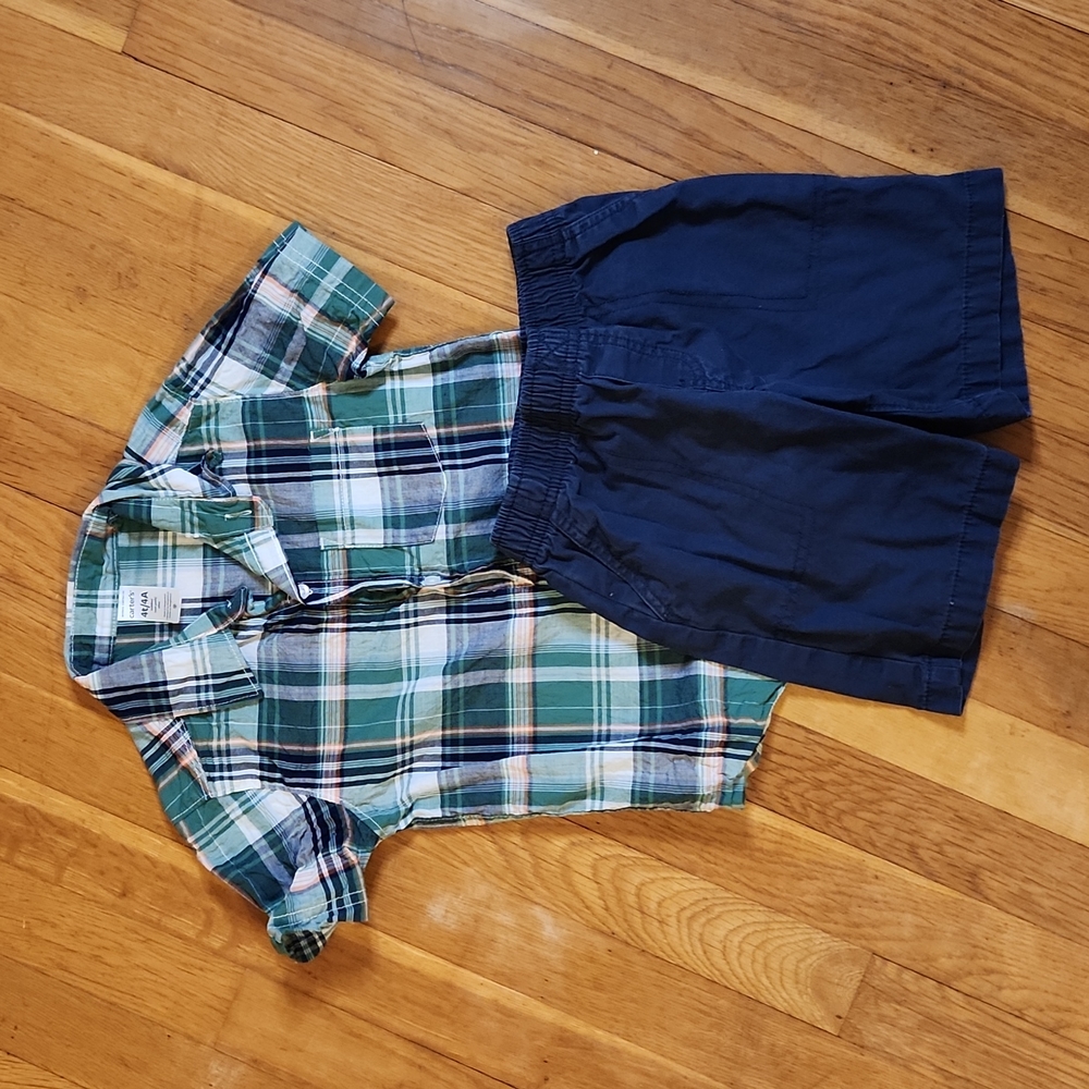 Plaid shirt and shorts set